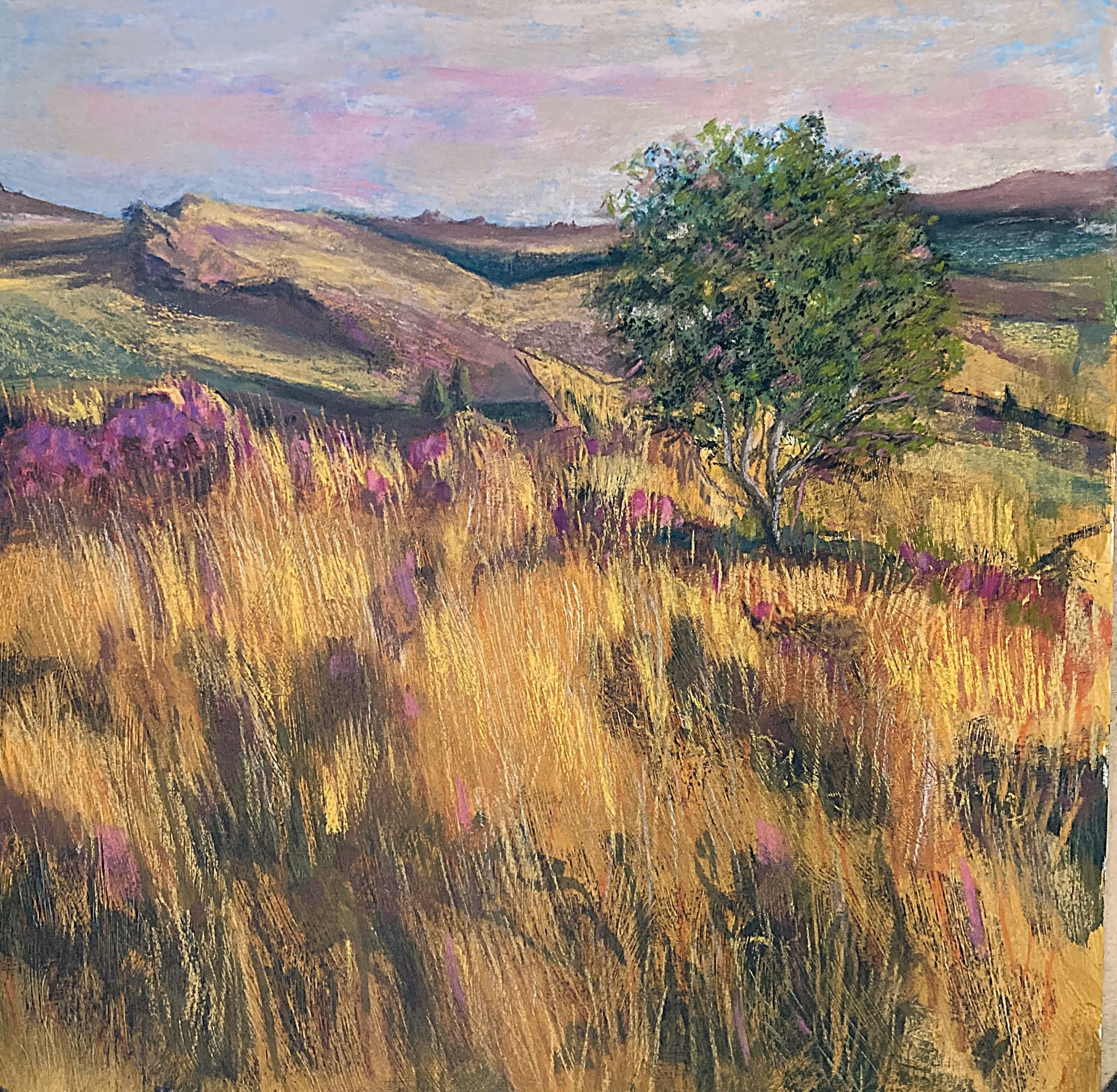 Dartmoor, windy and wild 50cm X 50cm mixed media